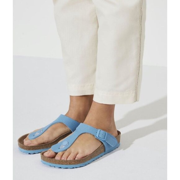 Birkenstock Womens Size 7 Gizeh Canvas Vegan Sandals EU 38 Sky Blue Regular Fit - Picture 10 of 11